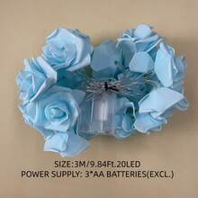 1pc 10/20 Lights 1.5/3 Meters Rose Flower String Lights, Romantic Fairy Lights For Room Decor, Birthday Party, Wedding, Proposal, Valentine's Day Gift - Blue - View 7