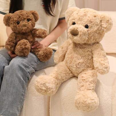 柔软毛绒泰迪熊玩偶，可爱蓬松泰迪熊，毛绒填充熊玩偶，儿童生日礼物，女友礼物，棕色