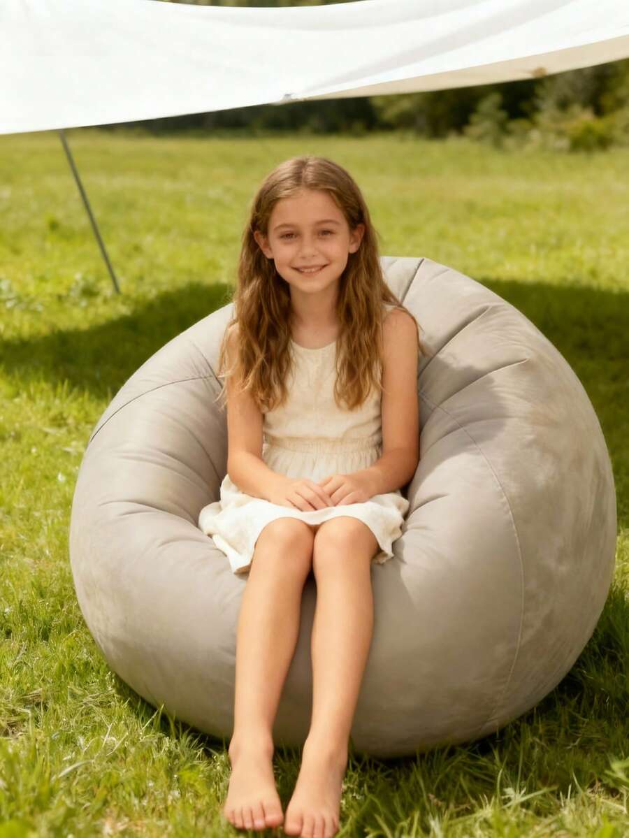 1 pieza Sillón inflable de camping para niños, sofá perezoso inflable para interiores, sillón reclinable acolchado individual, silla de respaldo portátil y multifuncional para exteriores de fácil almacenamiento - Gris - Ver 1