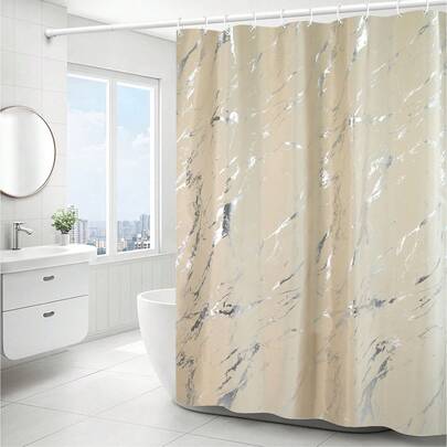 180*180cm Thickened Waterproof Shower Curtain, Washable And Quick-Drying, With Hooks, Modern Minimalist Style, Suitable For Shower And Bathtub, Achieve Bathroom Wet And Dry Separation, Multiple Colors Available
