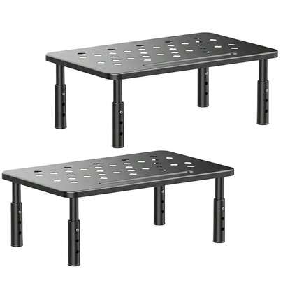 2 Packs Monitor Stand Height Adjustable Ergonomic Monitor Riser With Vented Metal Platform, Ergonomic Deskto...