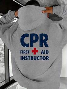 sweat-shirt à capuche d'instructeur de RCR et de premiers secours pour hommes - Coupe ample et oversize avec motif RCR (étoiles) au dos, pour la formation et l'enseignement sur le lieu de travail, lavable en machine - Vêtement certifié JPH-9, porter décontracté confortable, oversize - Noir - Voir 3