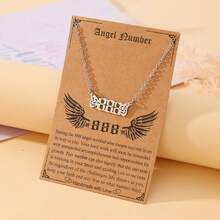 Goodwaro 1 pieza Collar de número angelical para mujer, colgante de número de acero inoxidable con alas de ángel, cadena de clavícula de bendición
