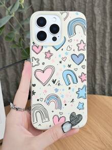 Cute Heart Rainbow Star Pattern Phone Case Cover With Fun Colorful Design Protective Shockproof Slim Fit Compatible With Iphone 17Promax/17Pro/17AIR/17/16Promax/16Pro/16Plus/16/15Promax/15Pro/15Plus/15/14Promax/14Pro/14Plus/14/13Promax/13Pro/13/12Promax/12Pro/12/11Promax/11Pro/11/XSMAX/X/XS - Mint Green - View 4