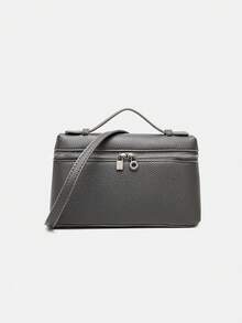 1pc Plain Litchi Pattern PU Leather Square Handbag, Women Fashion Small Shoulder Bag For Daily Commute - Multicolor - View 12