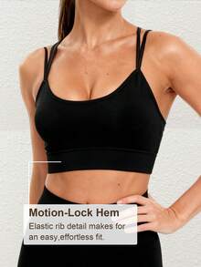 LianShengFa 1pc Women Yoga Sports Bra With Removable Pads, Criss-Cross Back Design - Black - View 4