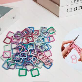 New Arrival 20/30/50/60/70/100 PCS Square Shaped Stitch Markers-Knitting Random Colored Square Shaped Stitch Markers Crochet Locking Knitting Stitch Counter Sewing Tools,Knitting Supplies, Ideal Gift For Beginners And Seniors.
