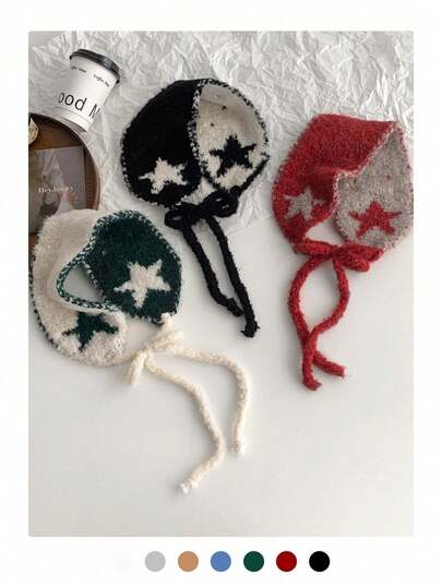 1 件女士条纹针织围脖，时尚头带，耳罩，秋冬百搭配饰