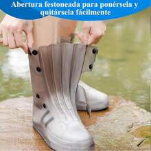 Cubrezapatos Impermeable Reutilizable para Hombre y Mujer, Antideslizante, Fácil de Poner y Quitar, Protector Calzado para Lluvia, Bicicleta, Senderismo, Trabajo - transparente - Ver 4