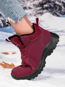 Women's Elegant Winter Snow Boots, Non-Slip Sports Shoes, Warm Lining Outdoor Winter Shoes, Suitable For Outdoor Winter - Red - View 10