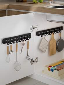1个厨房挂钩，免钻孔多功能家用支架，壁挂式厨房用具收纳架，壁挂式收纳架，勺子，铲子，小锅，抹布，锅盖收纳架，现代家用和商用厨房收纳架。 - 彩色 - 查看 4