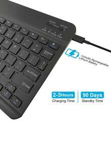 AKKHOO 无线蓝牙键盘和鼠标组合，兼容 iPad、电脑、手机、平板电脑、可充电、静音、迷你键盘鼠标套装（新旧版本随机） - 黑色 - 查看 6