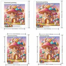 1pc DIY Diamond Painting Dreamlike Mushroom House, Cartoon Rabbit, Rainbow Flower, Creative Decor Painting, Adult Gift For Home, Bedroom, Living Room, Bathroom, Holiday Gift - Multicolor - View 5