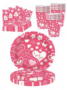 10 món đồ dùng tiệc ngày lễ tình nhân đĩa giấy dùng một lần khăn ăn tình yêu ấm áp đồ dùng bàn ăn ngày lễ tình nhân thích hợp cho lễ đính hôn, đám cưới cô dâu, kỷ niệm, tiệc sinh nhật, đĩa dùng một lần, dịch vụ cốc dùng một lần 10 - Nhiều màu - Xem 10