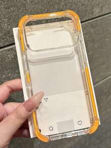 Screen Protection Shockproof Transparent Orange Solid Color Material Hybrid Bumper Armor Phone Case Compatible With IPhone 17 Pro Max 17 Pro 17 Air 14 15 16 17 Pro Max 11 12 13 14 16E Shockproof Back Cover Easter Spring Gift - Orange - View 4