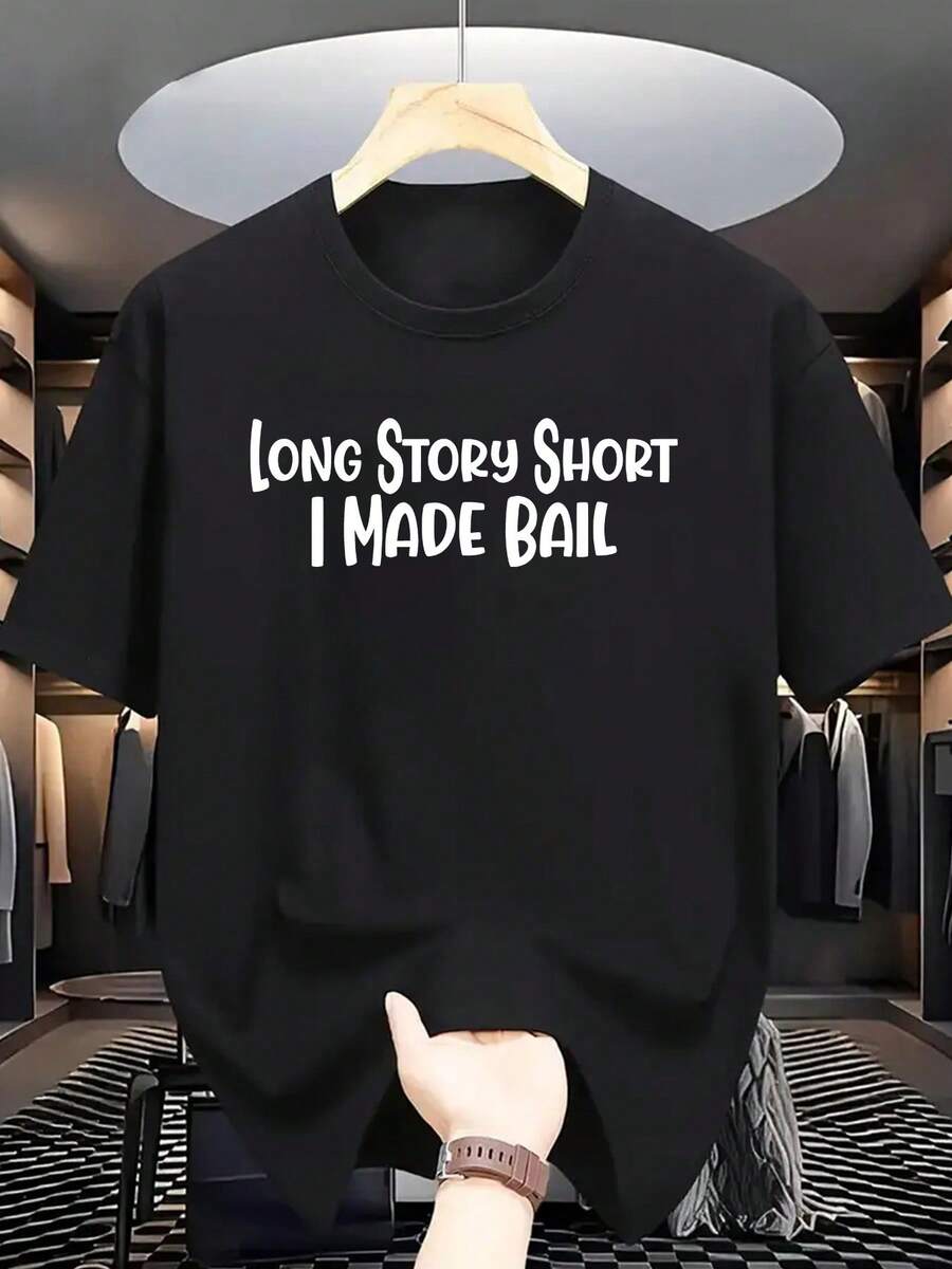 En resumen, hice una camiseta de cuello redondo para hombres, moda simple, versátil. PX9A - Negro - Ver 1