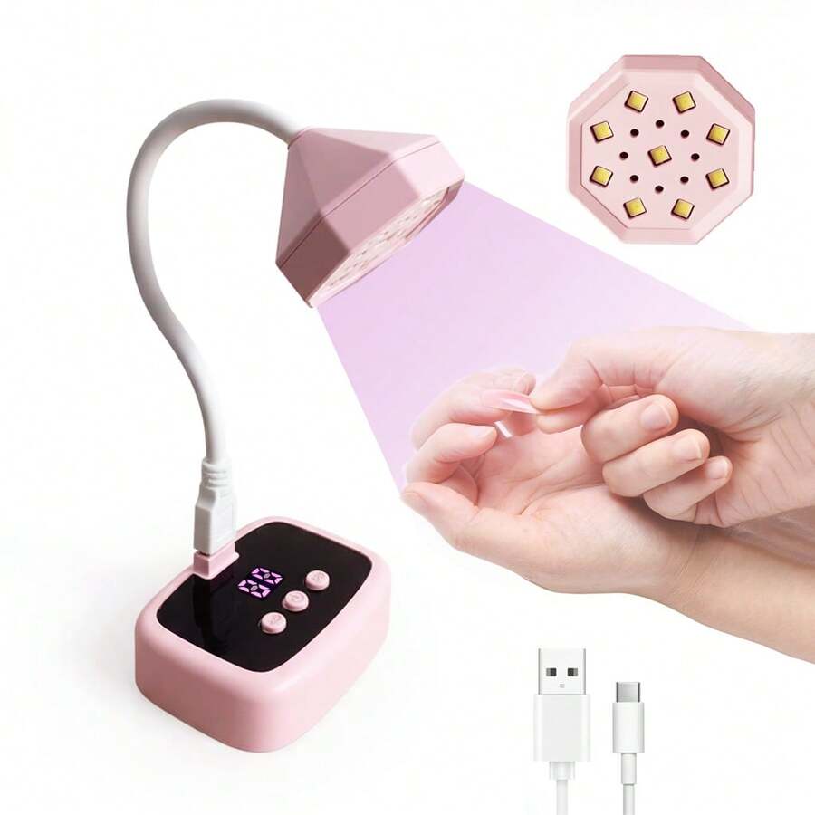 FollowBreak 1pc USB Rechargeable LED Display Nail Lamp, Portable Mini Nail Dryer, Suitable For Gel Nail Polish Curing, Home DIY Use