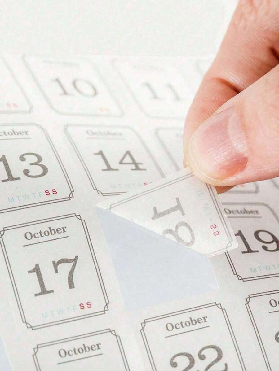 365 Days Calendar Series Decorative Scrapbooking Stickers Planner, Highlight Marking, Journal,School Supplies,Back To School - 白色 - 查看 1