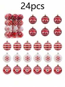 24/12/4 quả bóng lấp lánh Giáng sinh, bóng trang trí Giáng sinh hình bông tuyết đỏ và trắng, bóng treo lấp lánh dùng để trang trí cây thông Noel, tiệc tùng ngày lễ và lễ kỷ niệm ngoài trời, quà tặng Giáng sinh cổ điển và đồ trang trí nhà cửa, trang trí năm mới - Nhiều màu - Xem 14