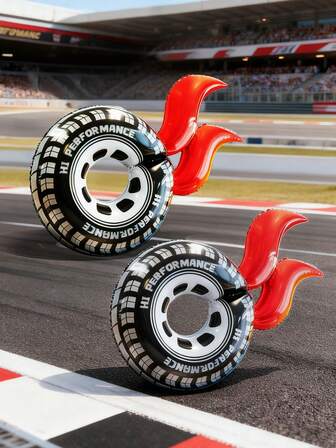 3pcs Racing Tire Balloon Set, Includes Tire, S-Shaped Flame Foil Balloons, Suitable For Racing Car Themed, Motorcycle & Automotive Birthday Party Decorations, Toy & Game Party Supplies
