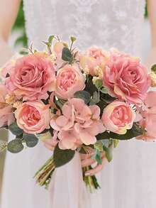 80pcs/Set Artificial Rose Flower Bouquet, Suitable For Birthday Party Decor, Wedding Flower Basket, Bridal Bouquet, Home Decor, Restaurant, Bedroom, Windowsill, Vase Decor, New Year Decor, Outdoor Garden, Back To School, Spring Decor, DIY Wreath Materials, Birthday Party Decor, Home Decor Accessories, Valentine's Day, New Year Gift - Pink - View 11