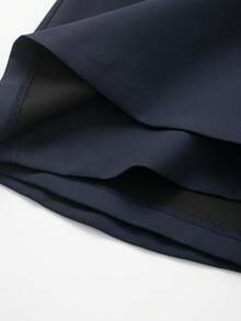 Women's Casual Versatile Solid Color Zipper Waist Belt Skorts Summer - Navy Blue - View 4
