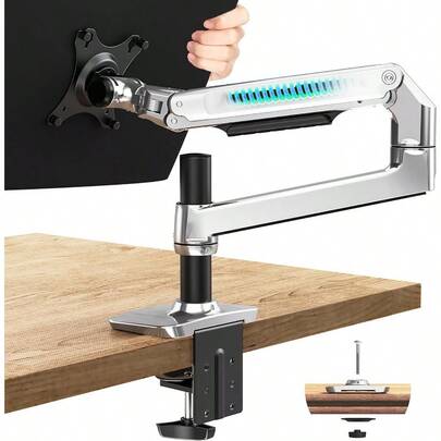 Single Monitor Arm Desk Mount Holds Screens Up To 40 Inches And 25 Lbs Fully Adjustable Vesa Monitor Mount With CClamp And Grommet Base Aluminum Silver