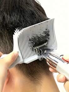 1把定位造型梳，油头渐变剪发梳，剪发工具，平头推剪梳，蓬松定位剪发专用梳，可调节弧度定位剪发梳，剪发辅助工具，适用于男士、理发师和美发沙龙 - 彩色 - 查看 2