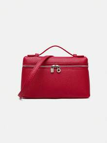 1 szt. kwadratowa torba na ramię damska solidna torebka z wzorem liczi z PU, odpowiednia dla kobiet, do codziennego noszenia i na wyjścia