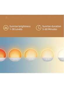 Wake Up Light Sunrise Alarm Clock  , Heavy Sleepers, Bedroom, White Noise Sound Machine With 5W Stereo Speaker, 25 Natural Sounds, Dual Alarms, 17 Color Night Lights, Ideal For Gift - 黃色 - 查看 2