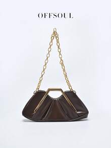 Túi cầm tay mây xếp ly bất đối xứng cổ điển, túi xách kim loại độc đáo, ví cầm tay cổ điển cao cấp cho tiệc tùng, tiệc tối - Cà phê - Xem 3