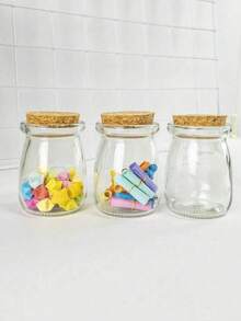 7pcs 100ml Heat-Resistant Small Pudding Bottles, Yogurt Bottles, Glass Jars With Cork Lids, Mousse Cups, Lucky Star Glass Jars, Mini Wishing Bottles, Bath Salt Bottles, Face Mask Bottles, Divider Bottles, Candle Divider Bottles, Jewelry Storage Bottles, Gold Bean Collection Bottles. Suitable For Kitchen Storage, Bedroom Storage, Weddings, Bridal Showers And Birthday Gifts. - 彩色 - 查看 10