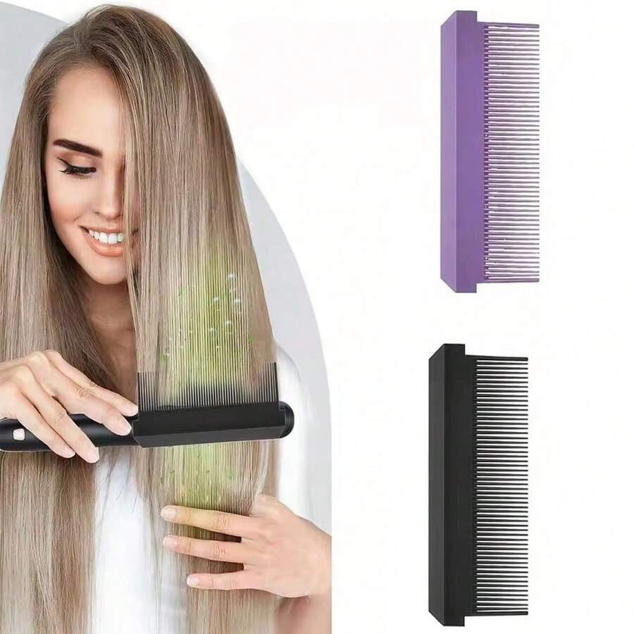 1pc Clip On Hair Flat Iron Comb Lightweight Professional Hair Combs Hair Care Tool Styling Salon Styling Comb - Multicolor - View 1