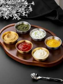 choxila 1/3/5个装不锈钢蘸酱杯，迷你蘸酱碗，可重复使用的金属调味杯，酱料碟，盘子，圆形调味容器，适用于家庭、派对、餐厅厨房 - 碗 - 查看 1