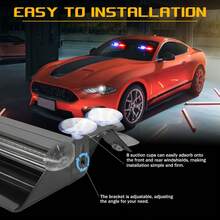 2 In 1 Interior Windshield Strobe Lights -48-LED Emergency Dash Hazard Warning Safety Flashing Traffic Advisor Lights For Construction Vehicles, Trucks, Tow Cars, Amber White-Car Decor\Car Stuff\Car Acessesories\Car Accessories\Car - Red and Blue - View 4