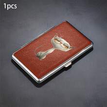 Pattern Thick Cigarette Box, Black And Brown Leather Texture, Can Hold 20 Cigarettes, Each Box Has A Rubber Strap Fixed Ultra-Thin Flip Design, Fashionable And Creative Moisture-Proof And Pressure Resistant Portable Cigarette Box - Multicolor - View 8