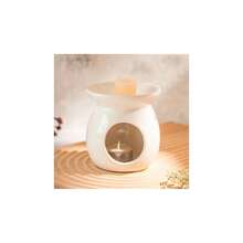 FabFinds White Ceramic Oil Wax Melt Burner 10cm Assorted Piece - White - View 7