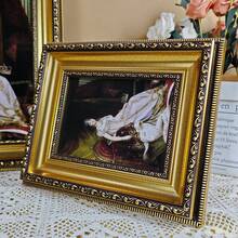 1 ramă foto decorativă pentru birou, în stil vintage, independentă sau montabilă pe perete, potrivită pentru fotografii de dimensiuni A4 / 15,2 x 17,8 cm până la 25,4 x 25,4 cm - Sculptură antică în aur - Vizualizare 4