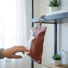 1pc Car Tissue Box Flip-Open Plush Hanging Convenient Tissue Dispenser, High-End Car Tissue Box Holder