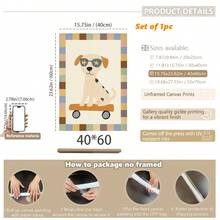 1pc, Canvas Wall Art, Framed Nursery Wall Art Charming Illustrations, Whimsical Children's Wall Decor Featuring Ducks, Dinosaurs And Puppies Adorable Animal Wall Art, Dreamy Nursery Decor Ideal For Children's Rooms, Nurseries, Playrooms, Kindergartens, Boys' Rooms, Girls' Rooms And Play Areas Waterproof. Perfect Party Gift - Multicolor - View 24