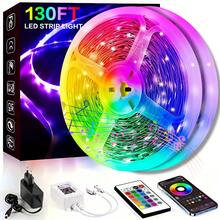 100FT Bluetooth LED Strip Lights, RGB Color Changing Led Strip Lighting With Remote And Smart APP Control, Music Sync Rope Lights Via Bluetooth For Kitchen, TV, Room Decor - 美規A型插(110-127V) - 查看 10