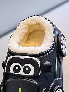 新款秋季可爱汽车卡通男女童毛绒拖鞋，居家保暖 - 黑色 - 查看 6