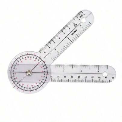 جونيومتر بطول 6 بوصة، سكوليومتر شفاف، بروتراكتور بلاستيكي، جونيومتر 360 درجة لقياس الجسم