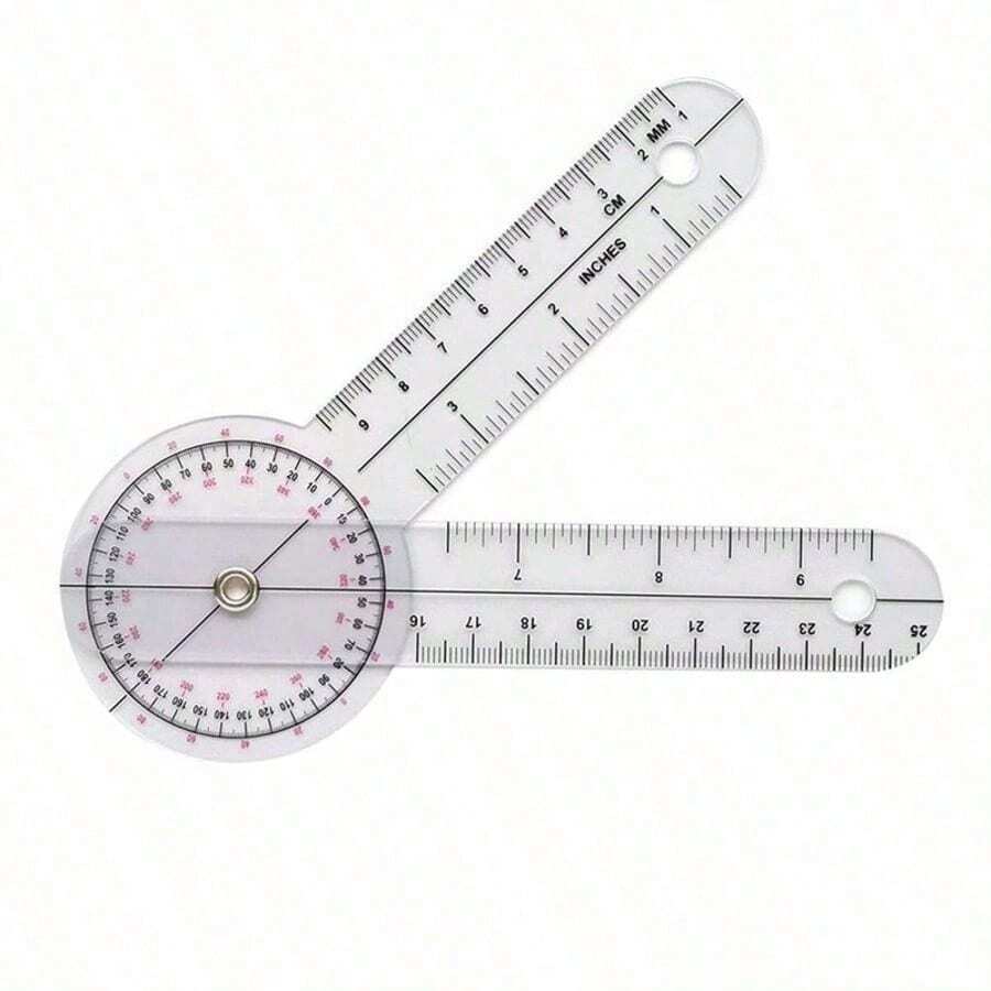 Goniómetro de 6 pulgadas, escoliómetro transparente, transportador de plástico, goniómetro de 360 grados para medición corporal - Transparente - Ver 1