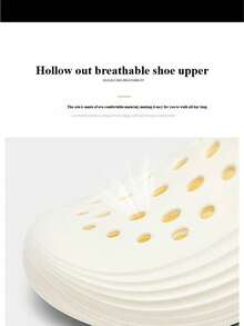 纯色休闲聚乙烯镂空男士步行鞋；适合户外、沙滩等各种场合，四季皆宜。 - 白色 - 查看 11