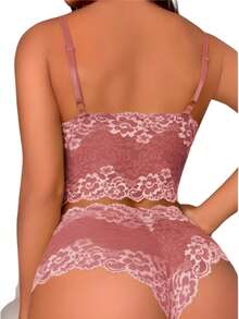 Kit Of 3 Lace Sets - Waiting For Husband - Sexy Lace Lingerie - Panties - 黑粉紅色 - 查看 2