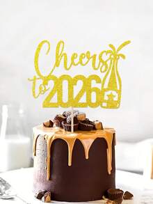 1个黑色/金色/银色/玫瑰金/红色“Cheers To 2026”新年蛋糕装饰插牌，新年快乐主题蛋糕装饰签，欢迎来到2026新年蛋糕装饰，新年除夕派对 - 彩色 - 查看 8
