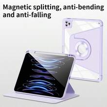 1pc 720° Rotatable 2-In-1 Detachable Magnetic Transparent Tablet Protective Case, Supports Multi-Angle Rotation, Stable Base, Suitable For IPad - Purple - View 3