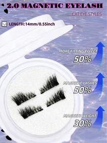 1 对磁性假睫毛，半截式，无需胶水，短款磁性睫毛，自然猫眼妆效，可重复使用，适合睫毛嫁接，是眼袋人士、美妆博主和送礼佳品的理想选择。 - 半眼睫毛 - 查看 4
