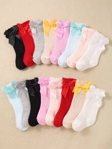 Bộ 8 đôi tất công chúa dài đến bắp chân, màu ngẫu nhiên, có nơ xinh xắn, phù hợp cho bé gái và trẻ nhỏ, tất thoải mái dài đến bắp chân, tất trẻ sơ sinh đáng yêu cho mọi mùa, thích hợp để mặc hàng ngày và làm quà tặng. Có thể phối với mọi trang phục, lý tưởng làm quà tặng ngày Valentine và trang phục dự tiệc. - Nhiều màu - Xem 12